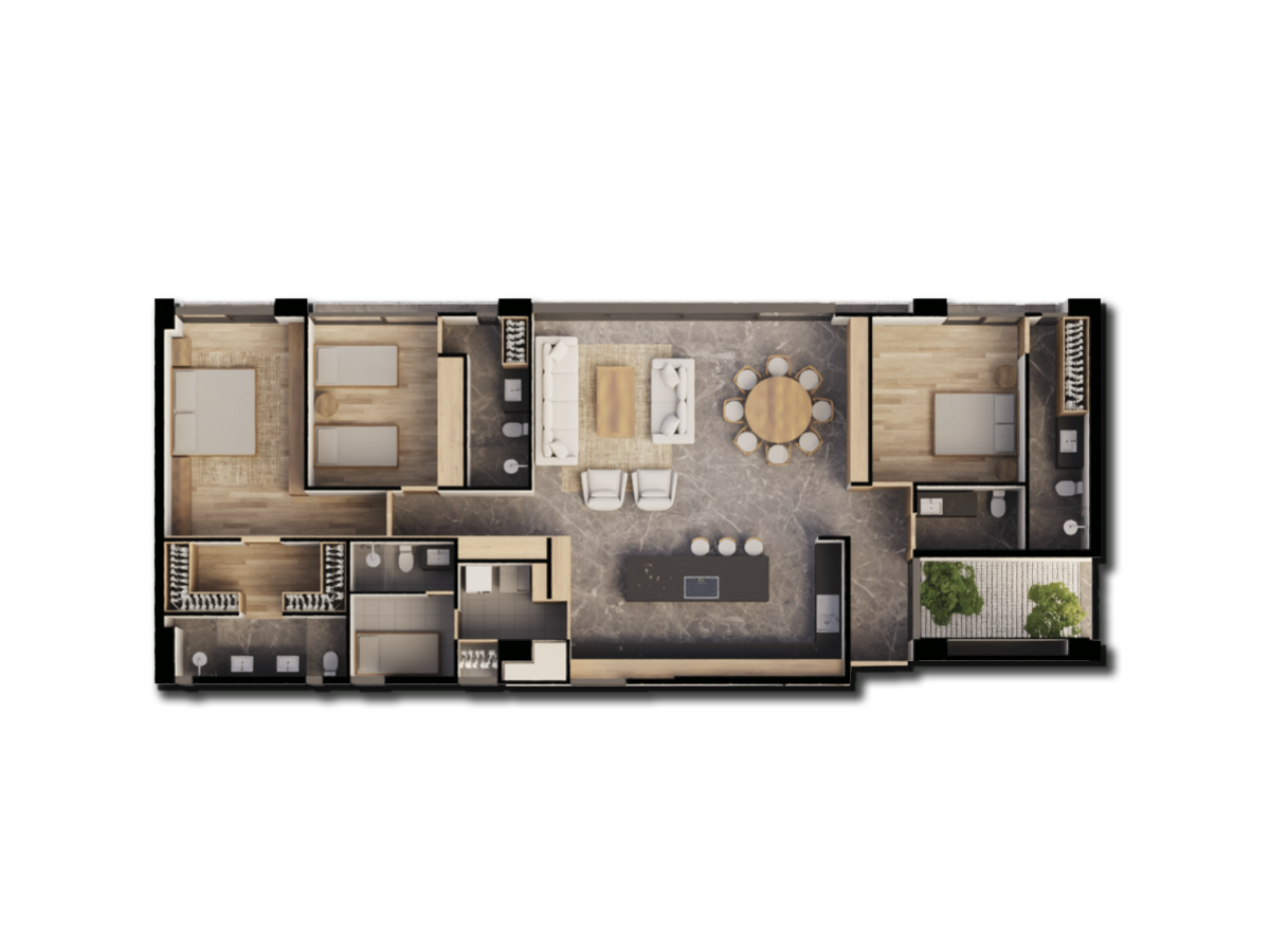 Planta arquitectónica Modelo B — Nuvo Montevideo